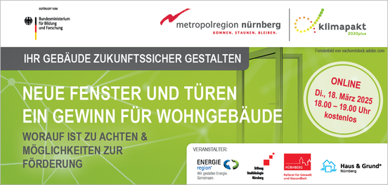 Online-Infoveranstaltung am 18.03.2025: Neue Fenster und Türen – Ein Gewinn für Wohngebäude